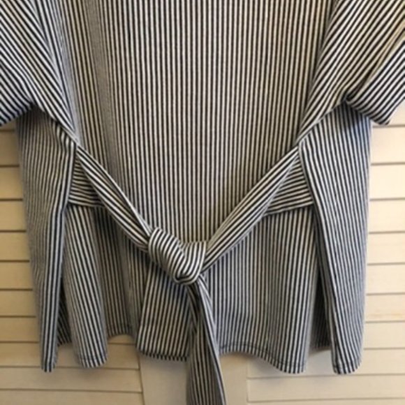 Express Tie Front Soft Striped Top M - Picture 6 of 11